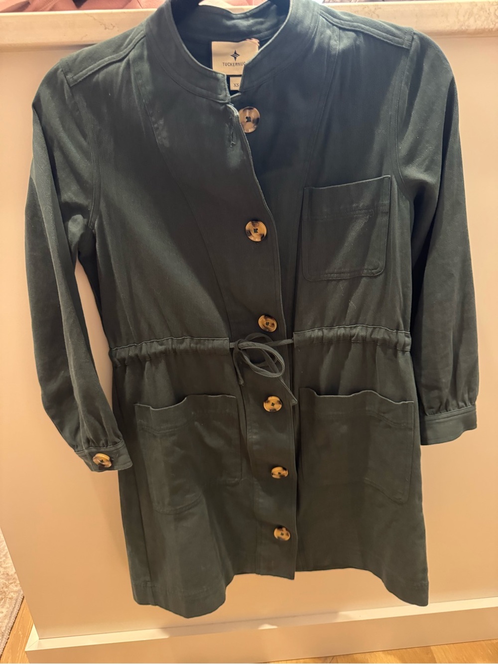 Tuckernuck Olive Green Button-Front Utility Dress